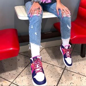 Pink and purple Retro 1 mid. Worn once. 6.5Y